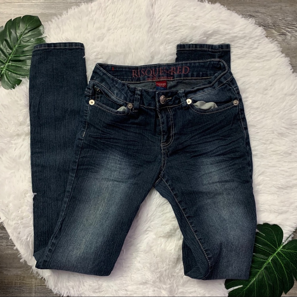 Risqué Red Women’s Embellished Pocket Sz 7/8 Jeans